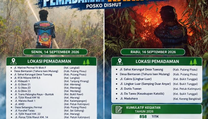 Pemadaman Intensif Tim Dishut Kalteng Kurangi Titik Api