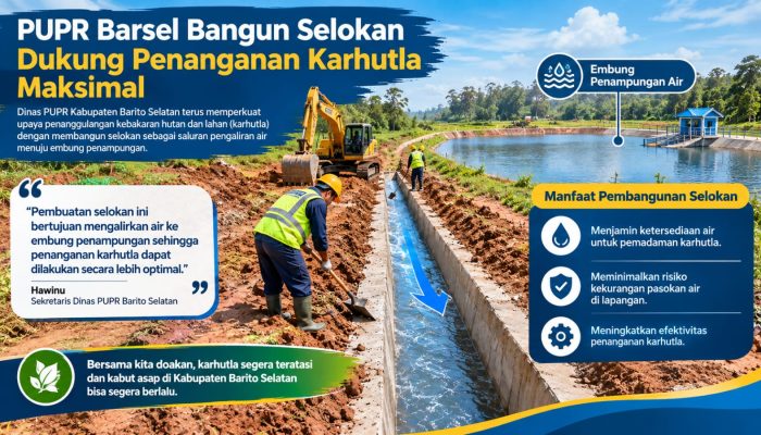 PUPR Barsel Siapkan Saluran Air Menuju Embung Karhutla